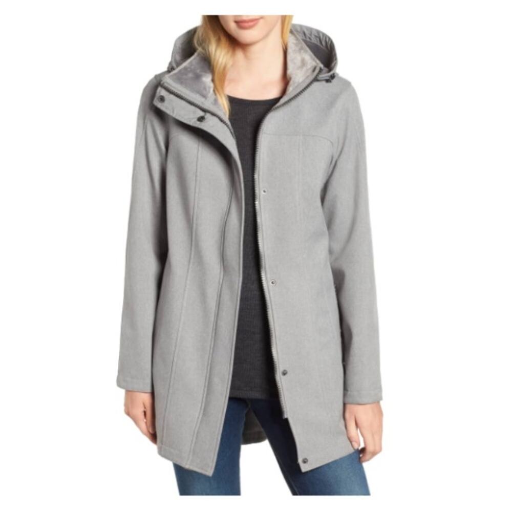 Kristen Blake Hooded Soft Shell Jacket in Grey Size XXS